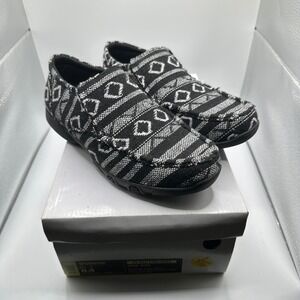 ROPER Jackie Black Southwest Stripe Slip On Driving Moc Shoes Womens 6.5